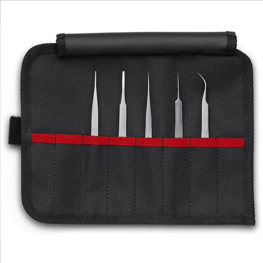 KNIPEX 5 Pc Premium Stainless Steel Tweezer Set in a Tool Roll