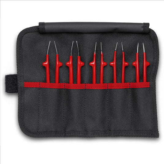 KNIPEX 5 Pc Stainless Steel Tweezer Set in a Tool Roll-1000V Insulated