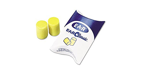 E-A-R Classic Foam Earplugs, PVC, Yellow, Uncorded, Pillow Pack - 200 pairs per box