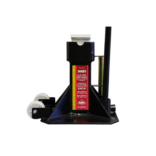 AME 22 Ton Heavy Duty Jack Stands; 1 Pair with Wheels and Handle; Min Hgt: 12in