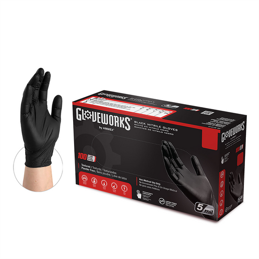 Ammex Corporation XXL GlovePlus P/F Txtred BLACK Nitrile Gloves