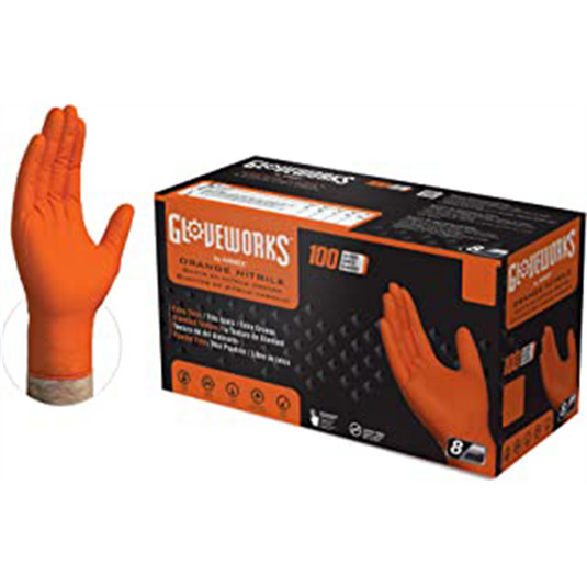 Ammex Corporation Gloveworks HD Orange Nitrile Gloves Medium
