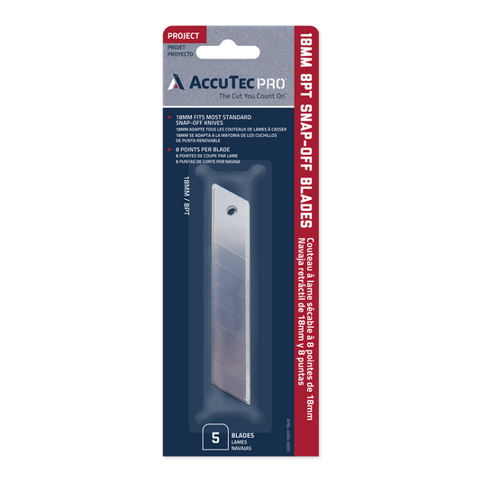 AccuTec Pro 18mm 8-Point Snap Off Replacement Blade; 5 Pack