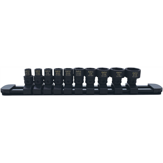Astro Pneumatic 10-Piece 1/4? Drive Low Profile Nano Impact Sockets &hyphen; SAE