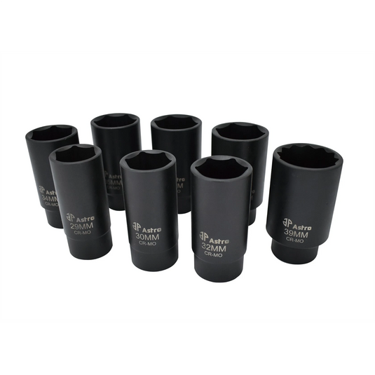 Astro Pneumatic 6 Point Axle Nut Socket Set 8 Pieces