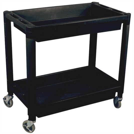 Astro Pneumatic Heavy Duty Plastic 2-Shelf Utility Cart; Black