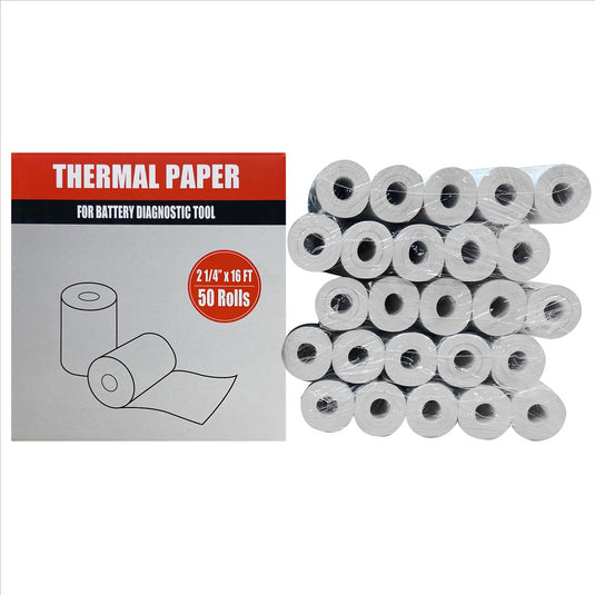 Autel Battery Tester Paper Roll - 50 Pack : Bulk Box of (50) Battery Tester Thermal Paper Rolls for BT608