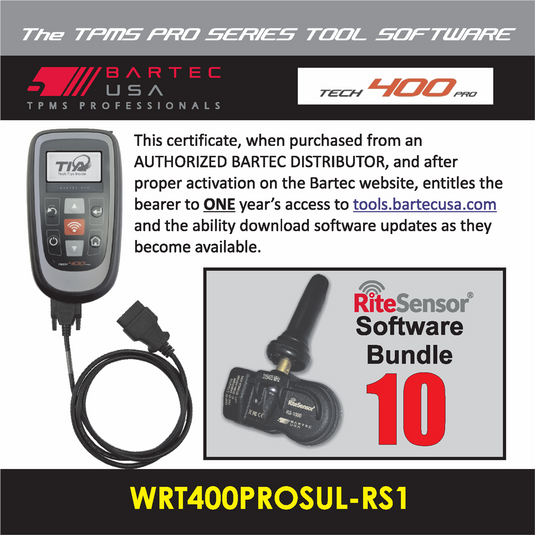 Bartec USA 1 Year License for the Tech400PRO w/ 10 RITE-SENSORS