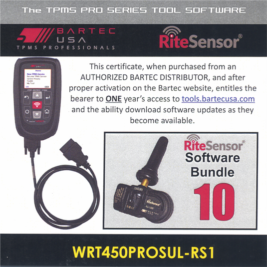 Bartec USA 1 Year Software License for the Tech450PRO w/ 10 RITE-SENSORS