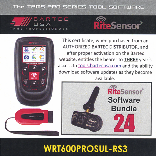 Bartec USA 3 Year Software License for the Tech600PRO w/ 24 RITE-SENSORS