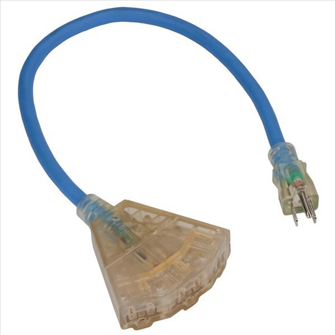 Bayco 2' Cord Triple-Tap 12/3 Lighted Ends
