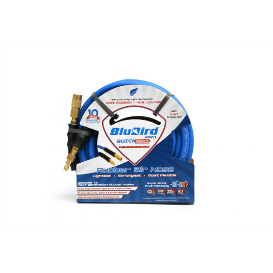 BluBird BluBird Rubber Air Hose Assembly 3/8"" x 100' w/ Quick Connects