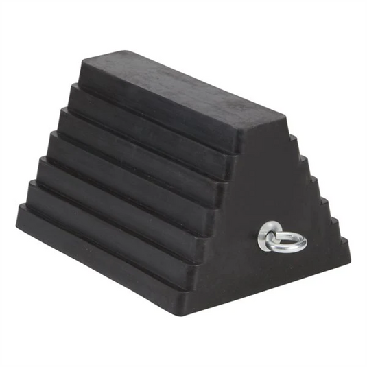 BluBird Double Sided Pyramid Wheel Chock with Eye-bolt; 100% Rubber Non Slip Grip Design