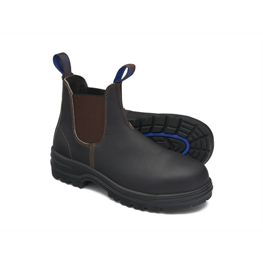Steel Toe Elastic Side Slip-On Boots; Water Resistant; Stout Brown; AU size 11; US size 12