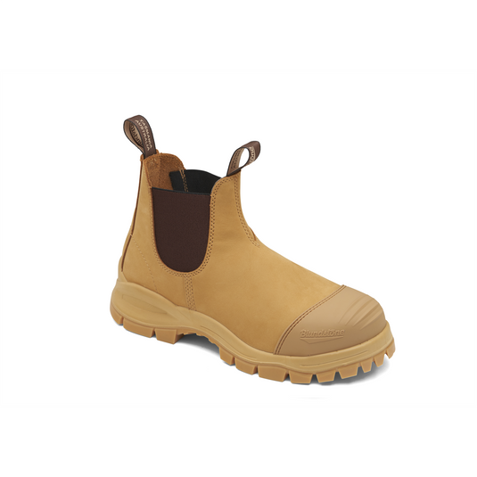 Blundstone Steel Toe Elastic Side Slip-on Boots; Water Resistant; Bump Cap; Wheat; AU size 7; US size 8