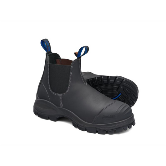 Blundstone Steel Toe Slip-On Elastic Side Boots w/ Kick Guard; Black; AU size 9; US size 10