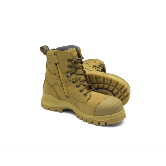 Blundstone Steel Toe Lace Up Side Zip; Water Resistant; Bump Cap; Wheat; AU size 13; US size 14