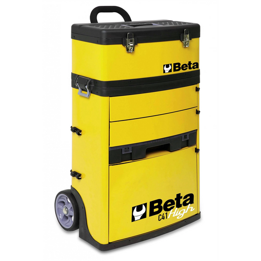 Beta Tools USA Mobile Tool Utility Cart with 3 Slide-Out Drawers and Removable Top Box with Carry Handle
