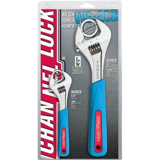 Channellock 2PC Adjustable Wrench [806W/810W] Display w/Blue Handle