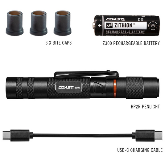 COAST Products HP2R 280 Lumen Rechargeable Penlight with Twist Focus - Black