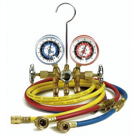 CPS Products MANIFOLD DUAL BRASS SIGHTGLASS 6'HOSES SNAP COUPL
