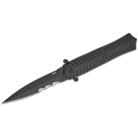 CRKT (Columbia River Knife) Xolotl SK-5 Powder Coat Veff Serrationswith  Blade Fixed Blade Knife with Sheath G10 Handle - Black