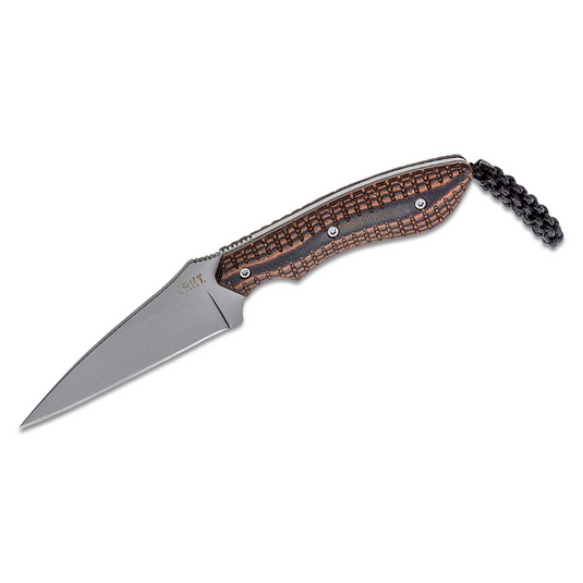 CRKT (Columbia River Knife) S.P.E.W. (Small. Pocket. Everyday. Wharncliffe.) 5Cr15MoV Bead Blast Plain Blade Fixed Blade Knife with Sheath G10 Handle - Green/Black