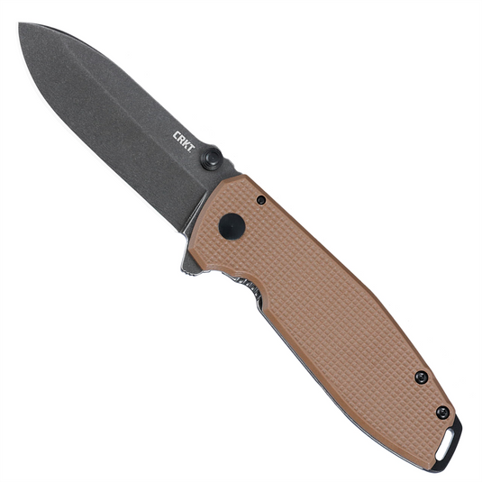 CRKT (Columbia River Knife) Squid XM Brown Assisted Opening Folding Knife: Drop Point with D2 Steel Blade; G10 Handle; Frame Lock