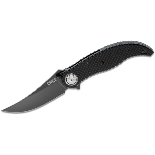 CRKT (Columbia River Knife) Clever Girl D2 Titanium Nitride Plain Blade Folding Knife with Deadbolt Lock G10 Handle - Black