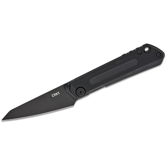 CRKT (Columbia River Knife) Straight D2 Oxide Plain Blade Folding Knife with Frame Lock G10 Handle - Black