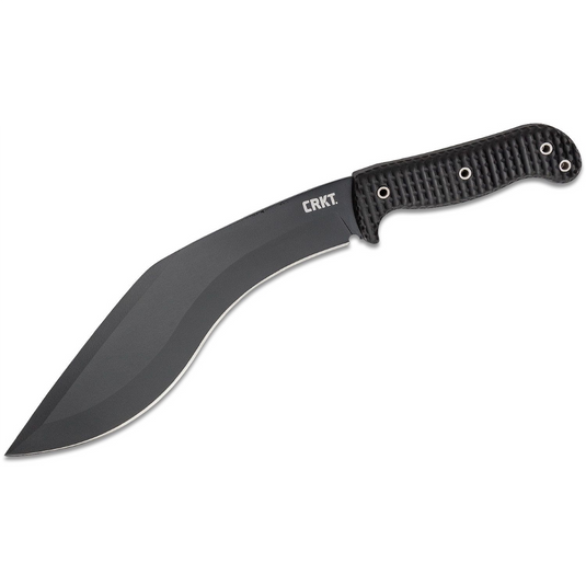 CRKT (Columbia River Knife) Kuk 65Mn Carbon Steel Powder Coat Plain Blade Fixed Blade Knife with Sheath Glass-Reinforced Nylon Handle - Black