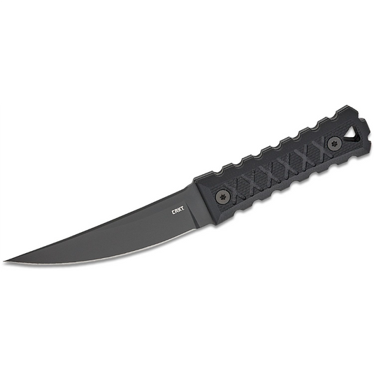 CRKT (Columbia River Knife) HZ4 SK-5 Titanium Nitride Plain Blade Fixed Blade Knife with Sheath G10 Handle - Black