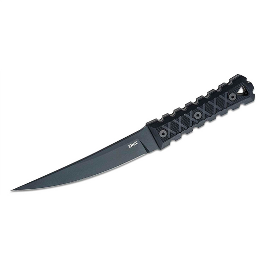 CRKT (Columbia River Knife) HZ6 SK-5 Powder Coat Plain Blade Fixed Blade Knife with Sheath G10 Handle - Black