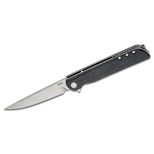 CRKT (Columbia River Knife) LCK + 8Cr13MoV Satin Plain Blade Assisted Folding Knife with Liner Lock Glass-Reinforced Nylon Handle - Black