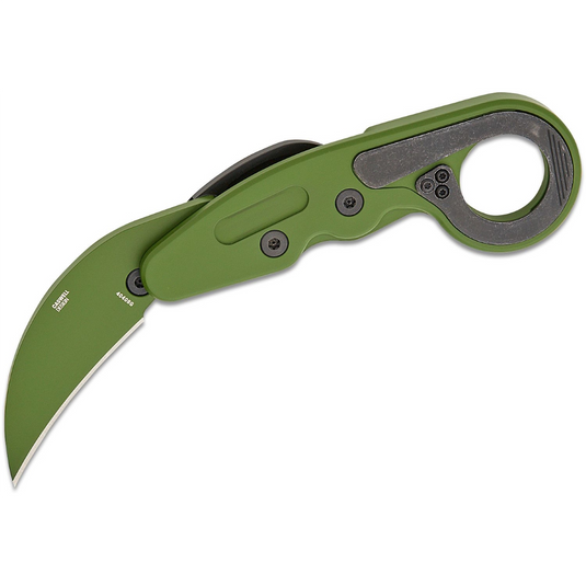 CRKT (Columbia River Knife) Provoke D2 Cerakote Plain Blade Folding Knife with Kinematic Aluminum Handle - Metallic Green