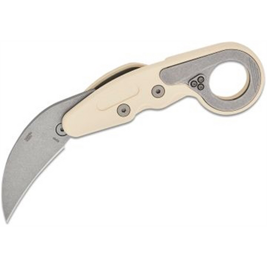 CRKT (Columbia River Knife) Provoke AUS 8 Stonewash Plain Blade Folding Knife with Kinematic Grivory Handle - Sand White