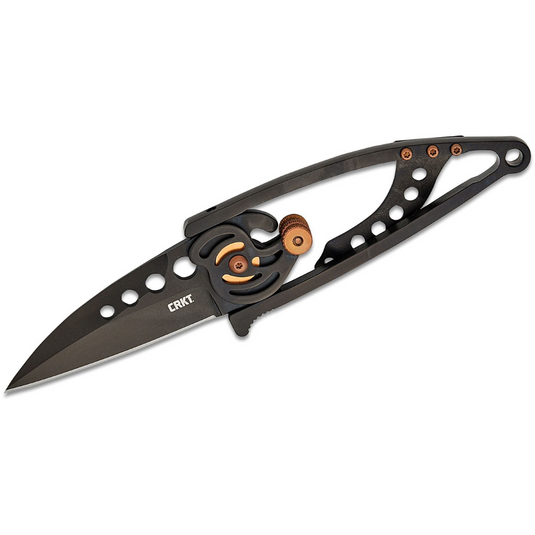 CRKT (Columbia River Knife) Snap Lock 420J2 Titanium Nitride Plain Blade Folding Knife with Snap Lock Stainless Steel Handle - Black