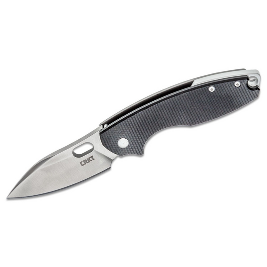 CRKT (Columbia River Knife) Pilar III 8Cr13MoV Satin Plain Blade Folding Knife with Frame Lock G10 Handle - Black