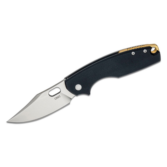 CRKT (Columbia River Knife) Pilar IV D2 Satin Plain Blade Folding Knife with Frame Lock G10 Handle - Black