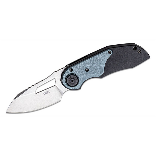 CRKT (Columbia River Knife) Attaboy D2 Stonewash Plain Blade Assisted Folding Knife with Deadbolt Lock Glass-Reinforced Nylon Handle - Black/Silver
