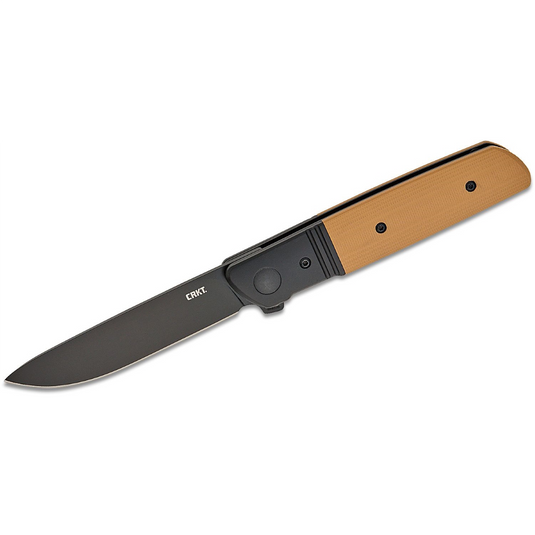 CRKT (Columbia River Knife) Bamboozled D2 Oxide Plain Blade Assisted Folding Knife with Liner Lock G10 w/Stainless Steel Bolster Handle - Black/Brown
