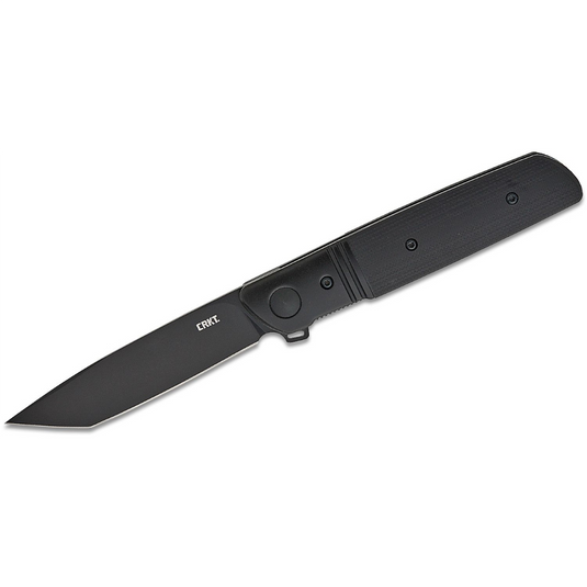 CRKT (Columbia River Knife) Bamboozled D2 Oxide Plain Blade Assisted Folding Knife with Liner Lock G10 w/Stainless Steel Bolster Handle - Black