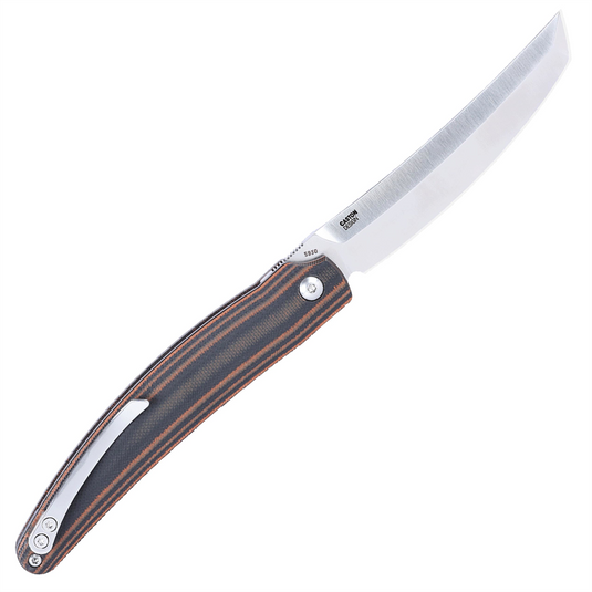 CRKT (Columbia River Knife) Ancestor Brown & Black Everyday Carry Folding Knife: Tanto with D2 Steel Blade; G10 Handle; Liner Lock