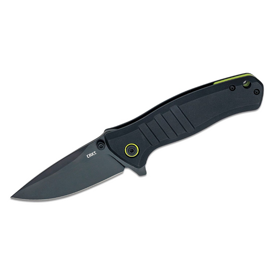 CRKT (Columbia River Knife) Dextro D2 Titanium Nitride Plain Blade Folding Knife with Liner Lock Aluminum Handle - Black