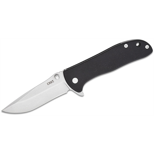 CRKT (Columbia River Knife) Drifter D2 Stonewash Plain Blade Folding Knife with Liner Lock G10 Handle - Silver/Black
