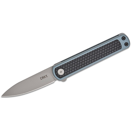 CRKT (Columbia River Knife) Pup AUS 10 Bead Blast Plain Blade Folding Knife with Liner Lock Glass-Reinforced Nylon Handle - Black/Silver