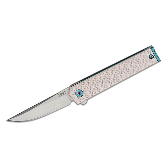CRKT (Columbia River Knife) CEO Microflipper 12C27 Satin Plain Blade Folding Knife with Liner Lock Aluminum Handle - Black
