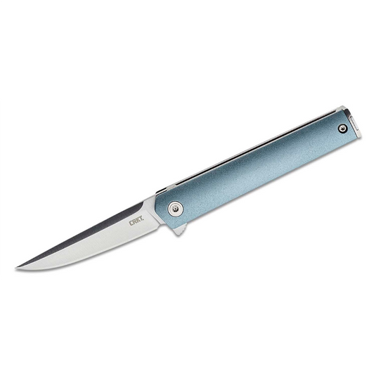 CRKT (Columbia River Knife) CEO Compact 1.4116 Satin Plain Blade Folding Knife with Liner Lock Glass-Reinforced Nylon Handle - Blue