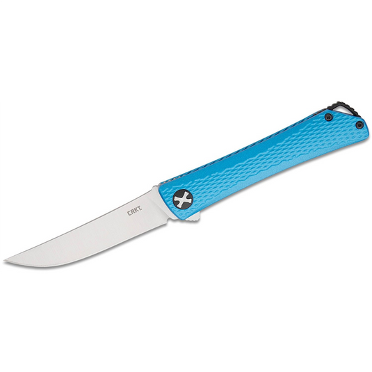 CRKT (Columbia River Knife) Kalbi 440 Satin Plain Blade Folding Knife with Liner Lock Aluminum Handle - Blue