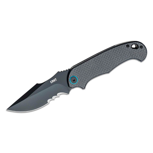 CRKT (Columbia River Knife) P.S.D. (Particle. Separation. Device.) 1.4116 EDP Veff Serrationswith  Blade Assisted Folding Knife with Liner Lock Carbon Fiber w/G10 Base Handle - Black